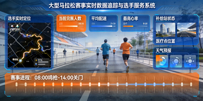 大型马拉松赛事实时数据追踪与选手服务系统